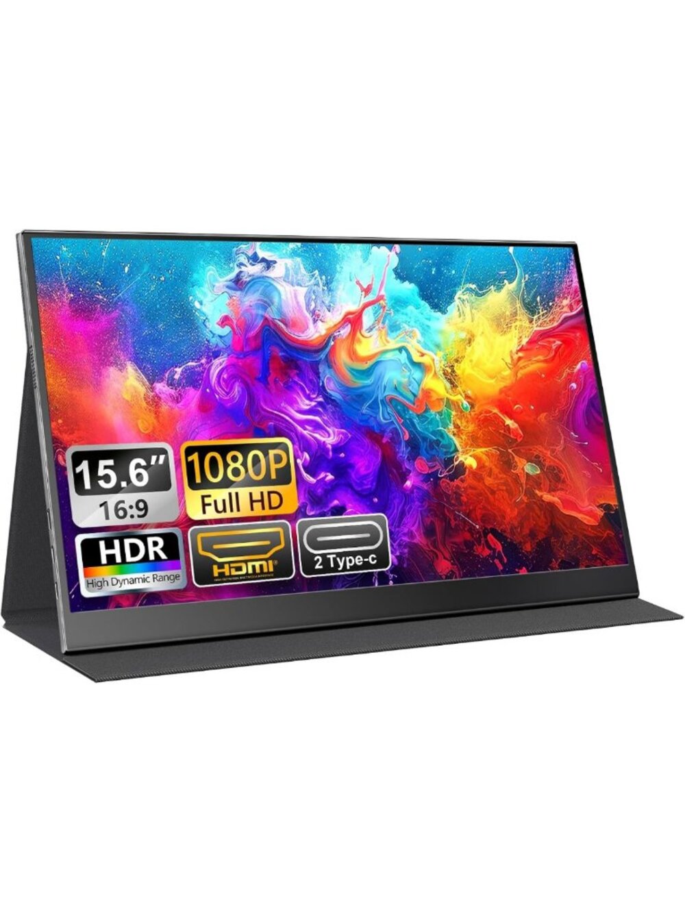 UFYQL 15.6 Inch Portable Monitor 1080P 60Hz FHD IPS Display with Case USB-C